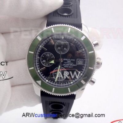 Perfect Replica Breitling Superocean Chronograph Heritage Green Bezel Watch Rubber Strap